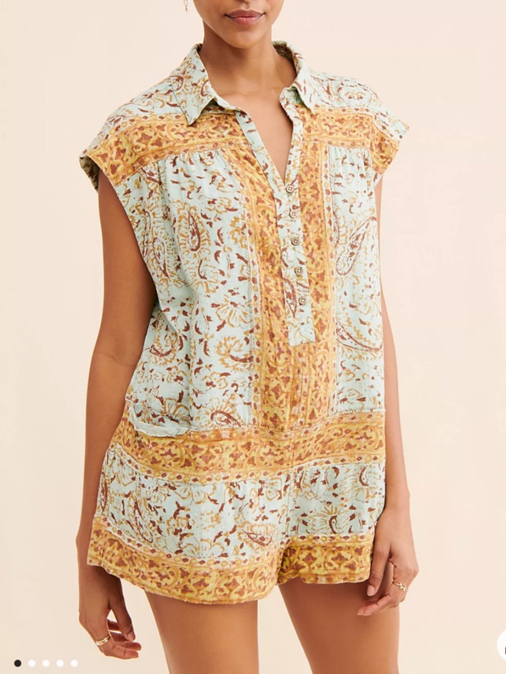 Free People Telly Romper in teal blue